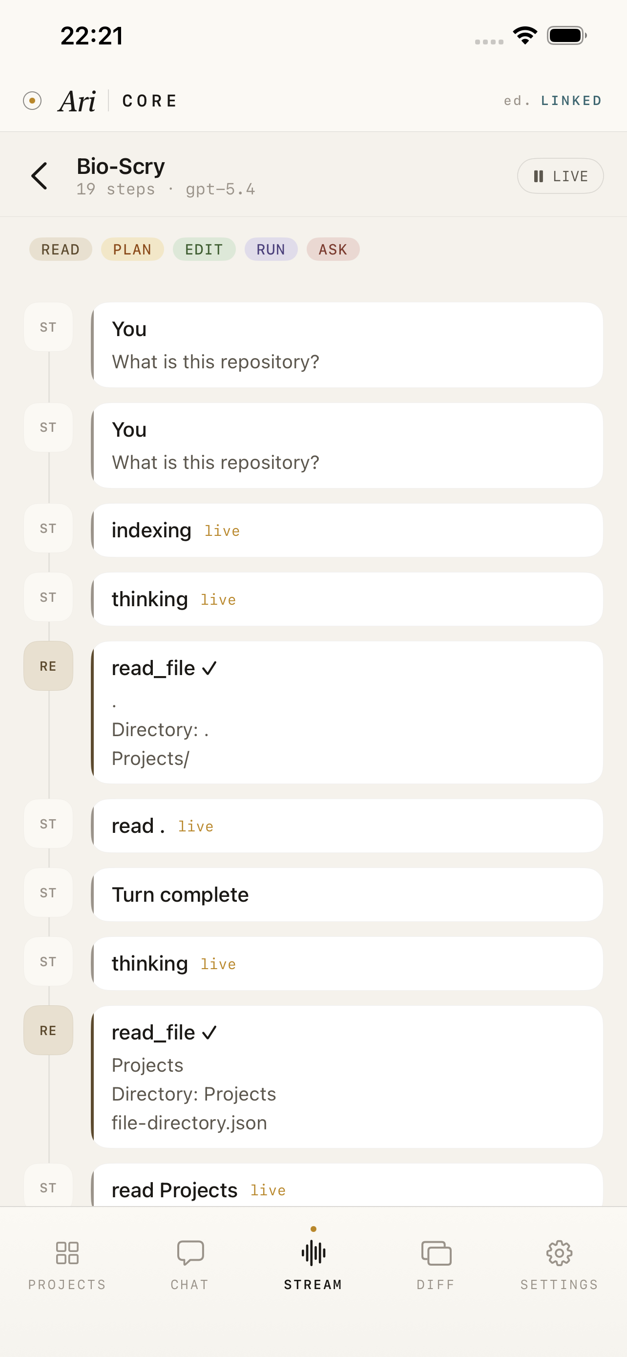 Stream timeline of tool calls